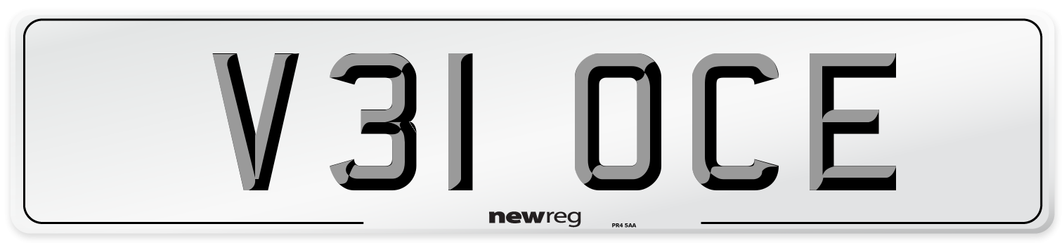 V31 OCE Number Plate from New Reg